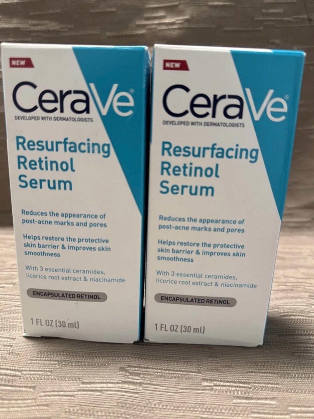 LOT OF 2 ~ CeraVe Skin Resurfacing Retinol Serum w/3 Ceramides 1 oz each New
